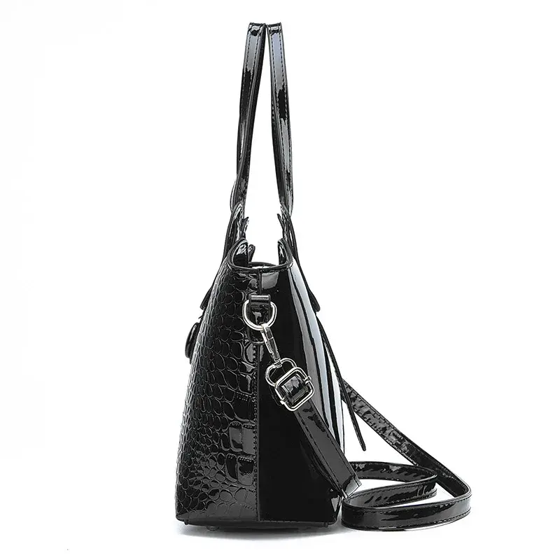 Lacquer Leather Glossy Women's Handbag 2024 New Women's 2 in 1 Composite Bags Bag Large Capacity One Shoulder Crossbody Bag