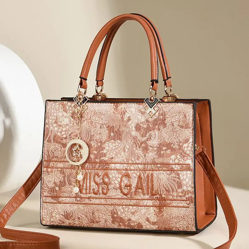 Brand High Quality Pu Leather Top-Handle Bags for Women Elegant Print Women's Handbag Large Capacity Commute Bag Vintage Sac