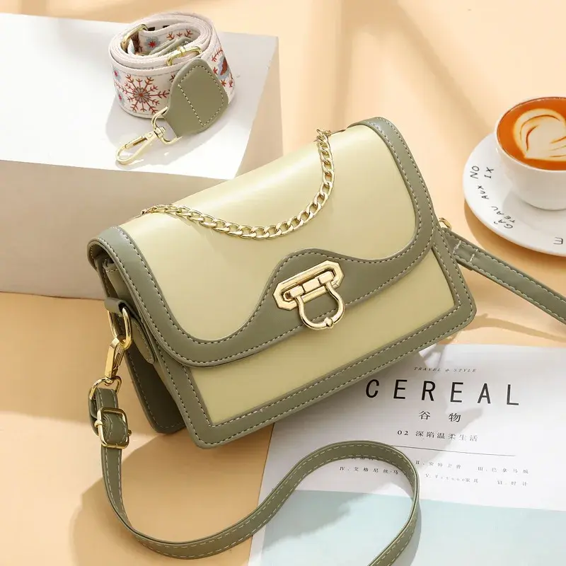 Fashion Brand Designer Women'S Small Square Bag New Color Blocked Shoulder Bag Casual Simple Crossbody Bag High-Quality Handbag