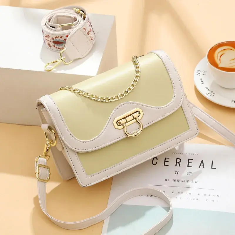 Fashion Brand Designer Women'S Small Square Bag New Color Blocked Shoulder Bag Casual Simple Crossbody Bag High-Quality Handbag