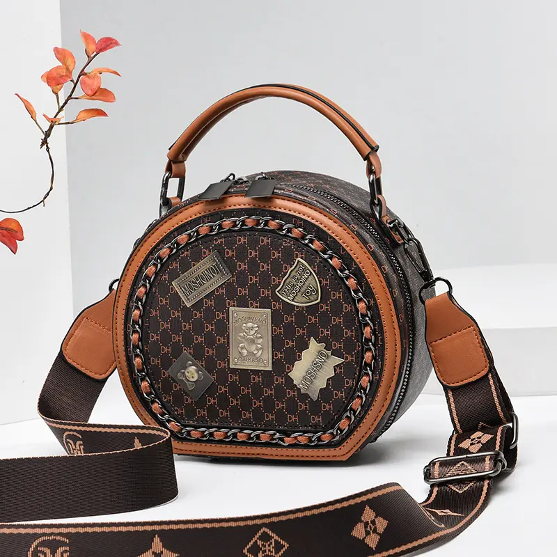 Round Small Bag High Quality Women Messenger Bags Leather Female  Shoulder Bag Vintage Leather Handbags Classic Crossbody Bag