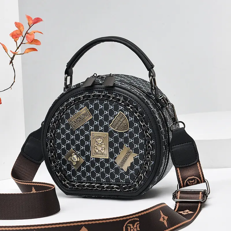 Round Small Bag High Quality Women Messenger Bags Leather Female  Shoulder Bag Vintage Leather Handbags Classic Crossbody Bag