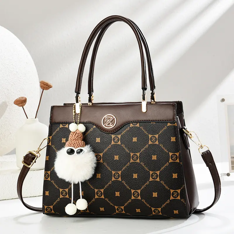 Large Capacity Retro Tote Bag Simple Match Color Print Handbag Gift for Mom Shoulder Bag Zipper Womens Crossbody Shoulder Bag