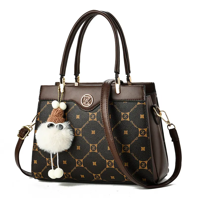 Large Capacity Retro Tote Bag Simple Match Color Print Handbag Gift for Mom Shoulder Bag Zipper Womens Crossbody Shoulder Bag