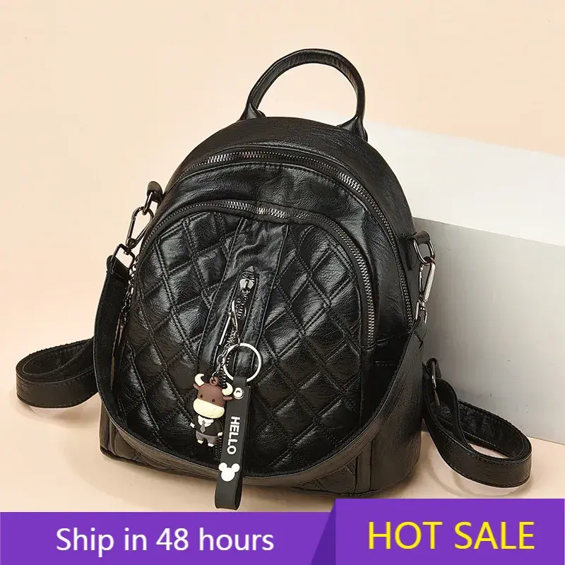 Fashion Backpack Women Soft Leather Backpack Shoulder Bag School Bags Teenage Girls Light Ladies Travel Bagpack Mochila Feminina