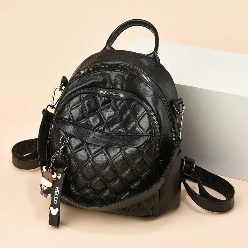 Fashion Backpack Women Soft Leather Backpack Shoulder Bag School Bags Teenage Girls Light Ladies Travel Bagpack Mochila Feminina