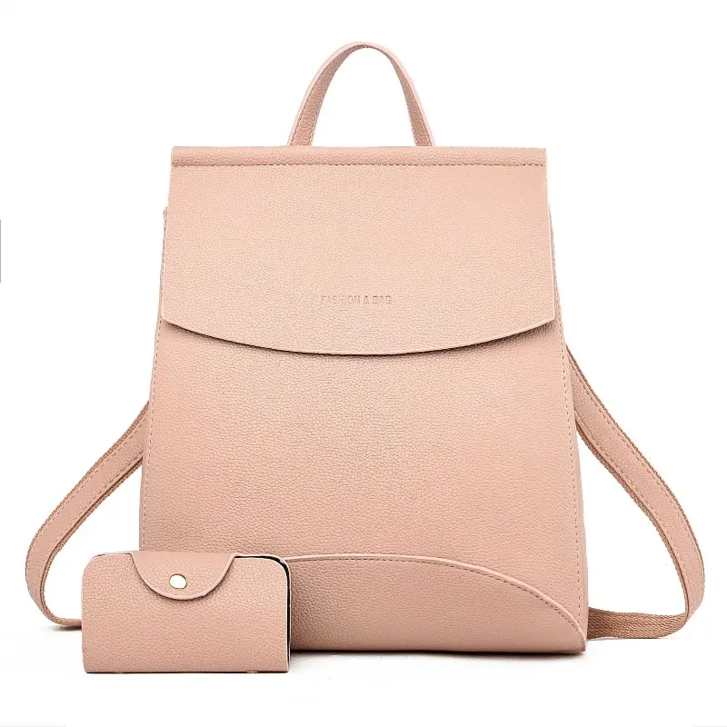 Fashionable Versatile Pu Leather Women's Backpack Multi-Functional Double-Shoulder Bag Selling Travel Students Backpack