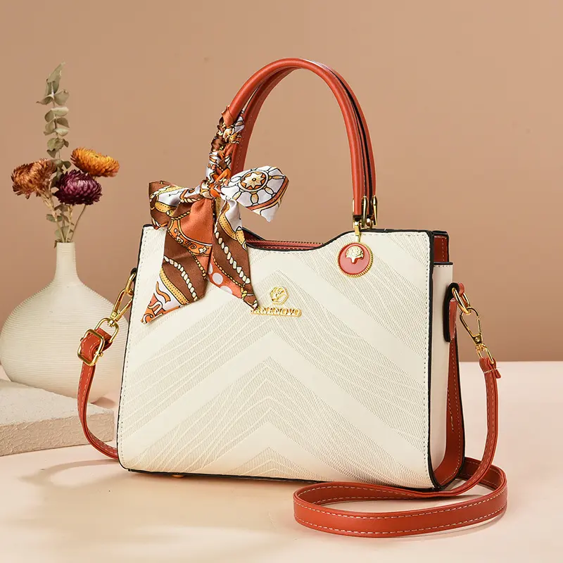 Elegant Temperament Women Handbags Versatile Simple Retro Gentle Bow Tie Silk Scarf Commuter Top-Handle Bag Crossbody Bags