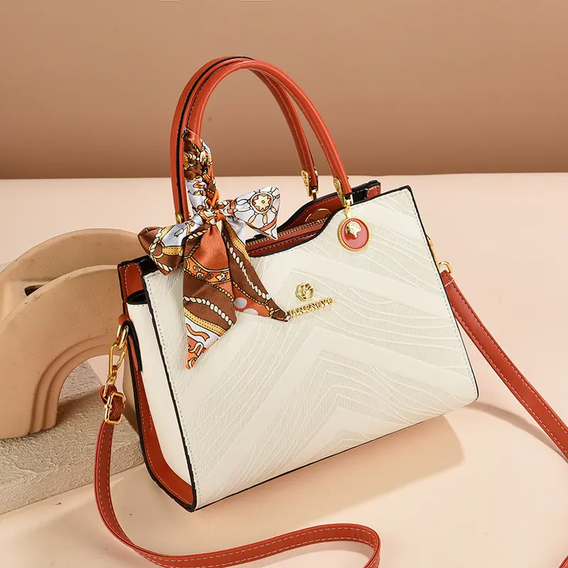 Elegant Temperament Women Handbags Versatile Simple Retro Gentle Bow Tie Silk Scarf Commuter Top-Handle Bag Crossbody Bags