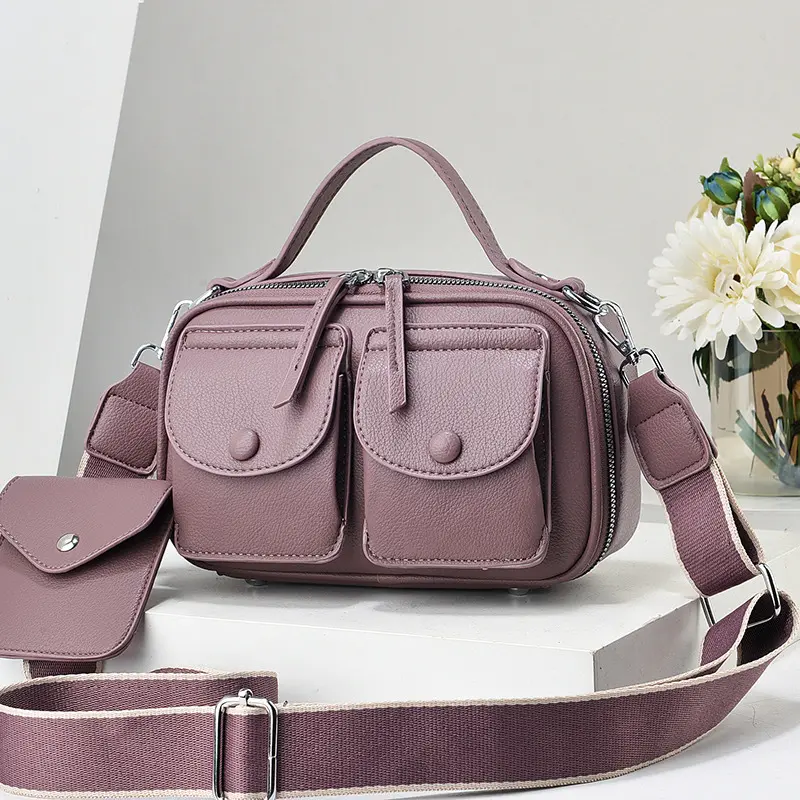 New Womens Bags Designer Luxury Women Boston Shoulder Messenger Bags Handbags Ladies Pu Leather Vintage Black Square Hand Bag