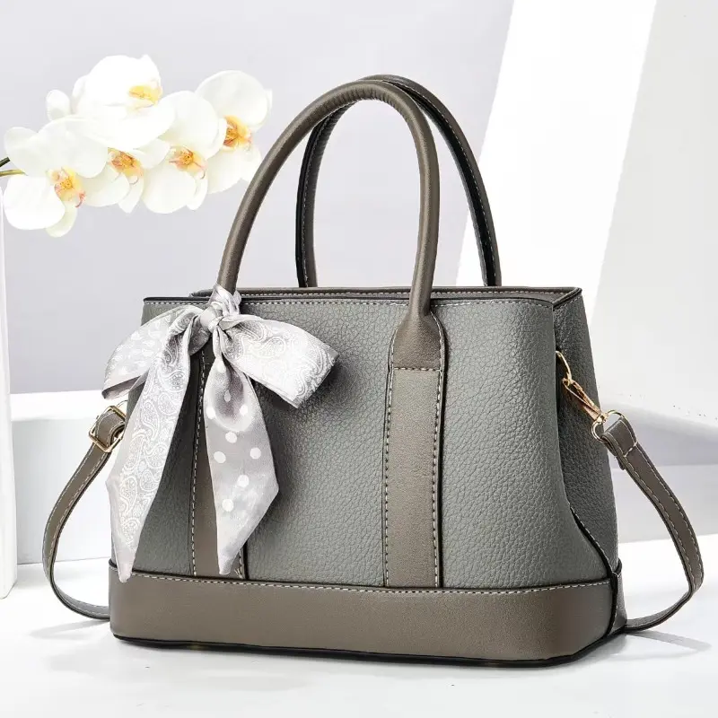 Large Capacity Women Handbag with Polka Dot Bow Silk Scarf All-Match Handbags for Women Shoulder Bags Casual Women Tote Bags