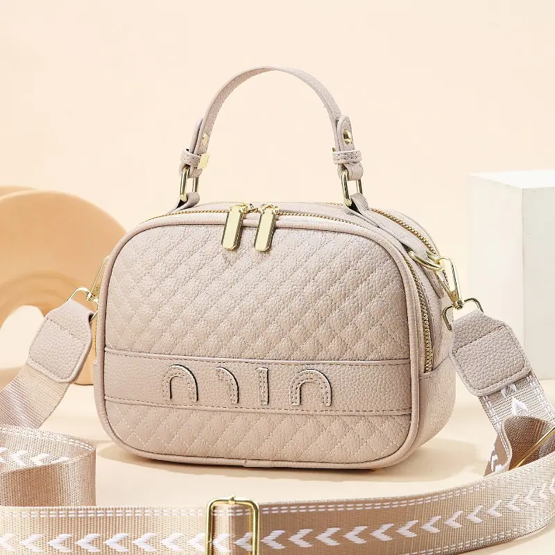 2025 New Soft Leather Small Square Bag Women's Luxury Stone Pattern Crossbody Purse Texture Shoulder Tote Bags Lady Handbag
