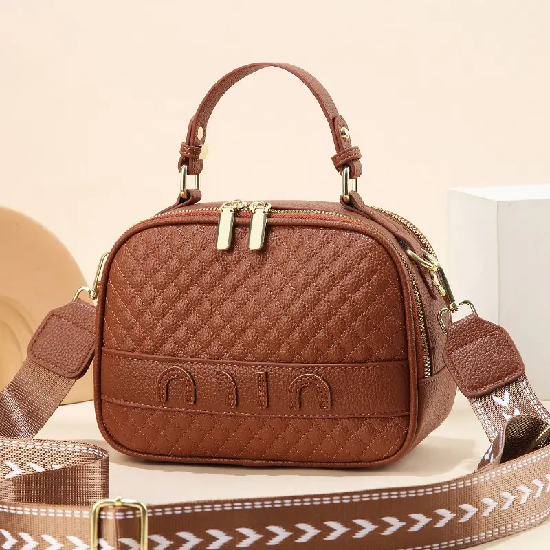 2025 New Soft Leather Small Square Bag Women's Luxury Stone Pattern Crossbody Purse Texture Shoulder Tote Bags Lady Handbag