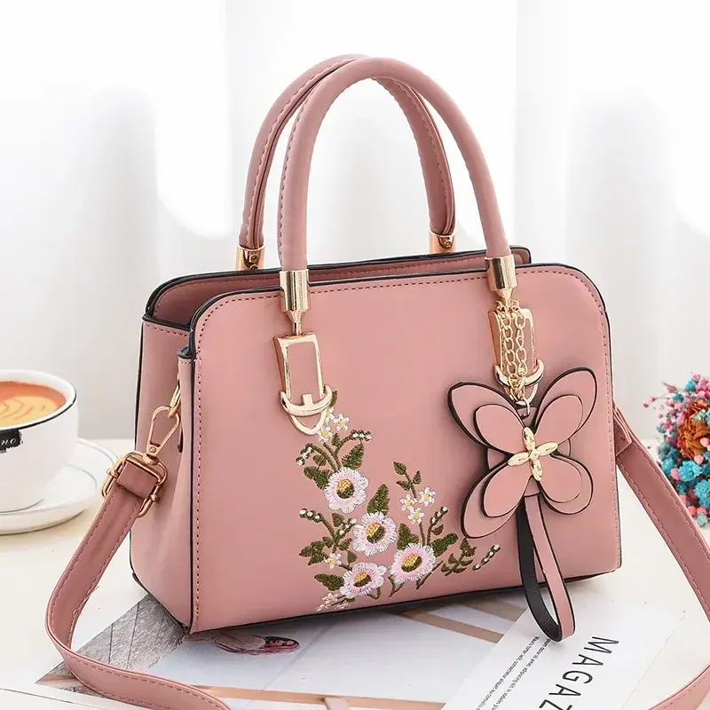 Fashionable Women'S Handbag New High-Quality Shoulder Bags Embroidered Flower Crossbody Bag Commuting Tote Bag Small Square Bag
