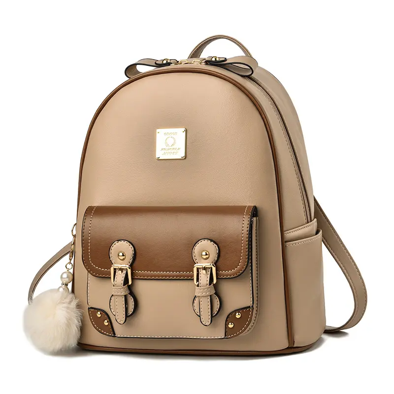 Korean Fashion Women's Rucksack Casual Commuter Mini Backpack Teenage Girls Kawaii Backpack Senior Soft PU Two-shoulder Bag