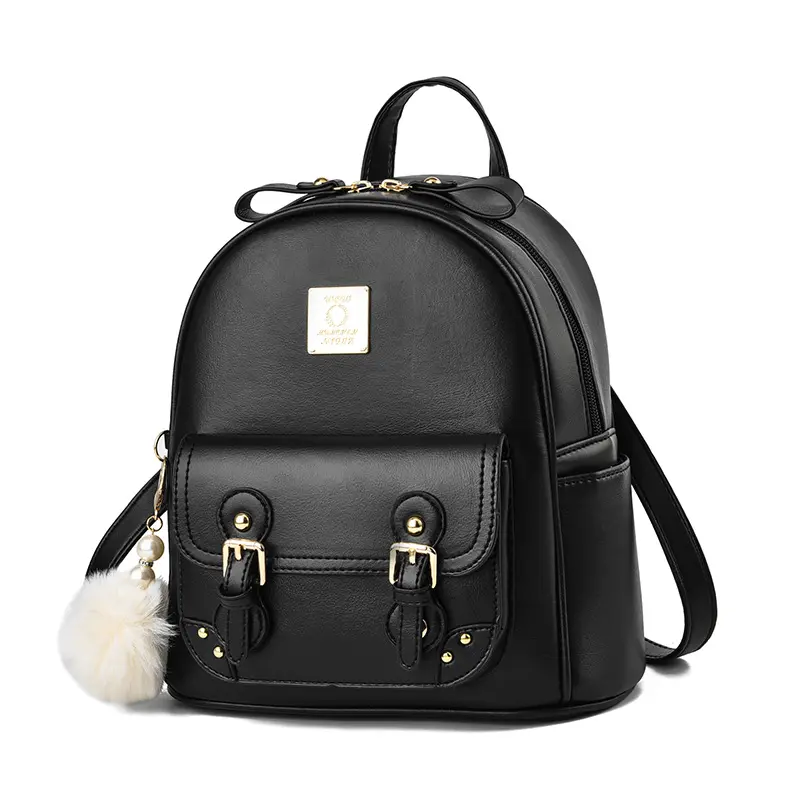 Korean Fashion Women's Rucksack Casual Commuter Mini Backpack Teenage Girls Kawaii Backpack Senior Soft PU Two-shoulder Bag