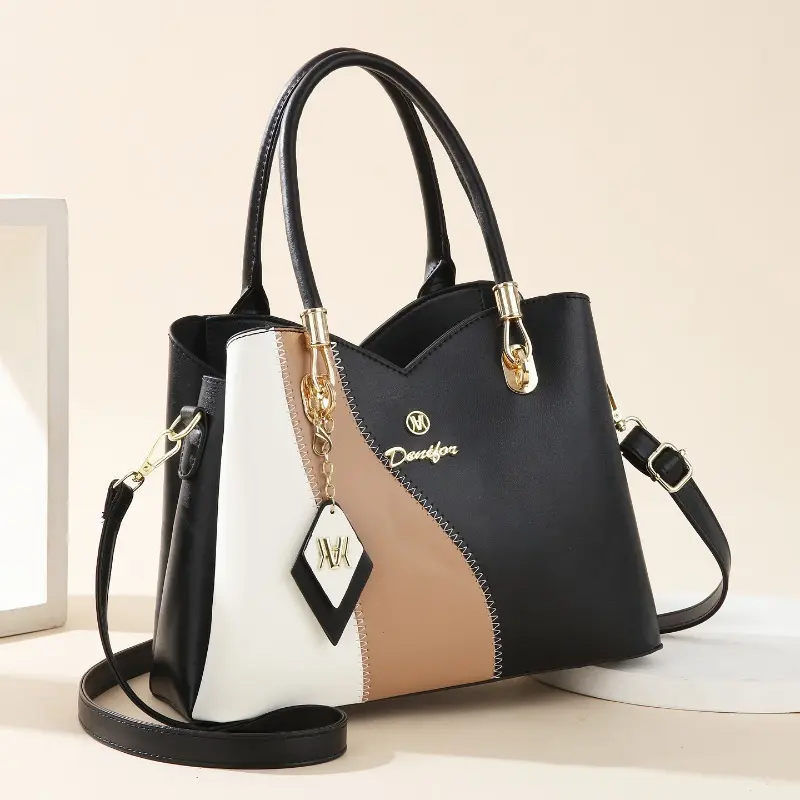 Fashion Contrasting Handbag Large Capacity Temperament Elegant Mother Crossbody Bag Middle-aged Womens Shoulder Bag