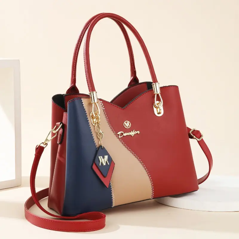 Fashion Contrasting Handbag Large Capacity Temperament Elegant Mother Crossbody Bag Middle-aged Womens Shoulder Bag