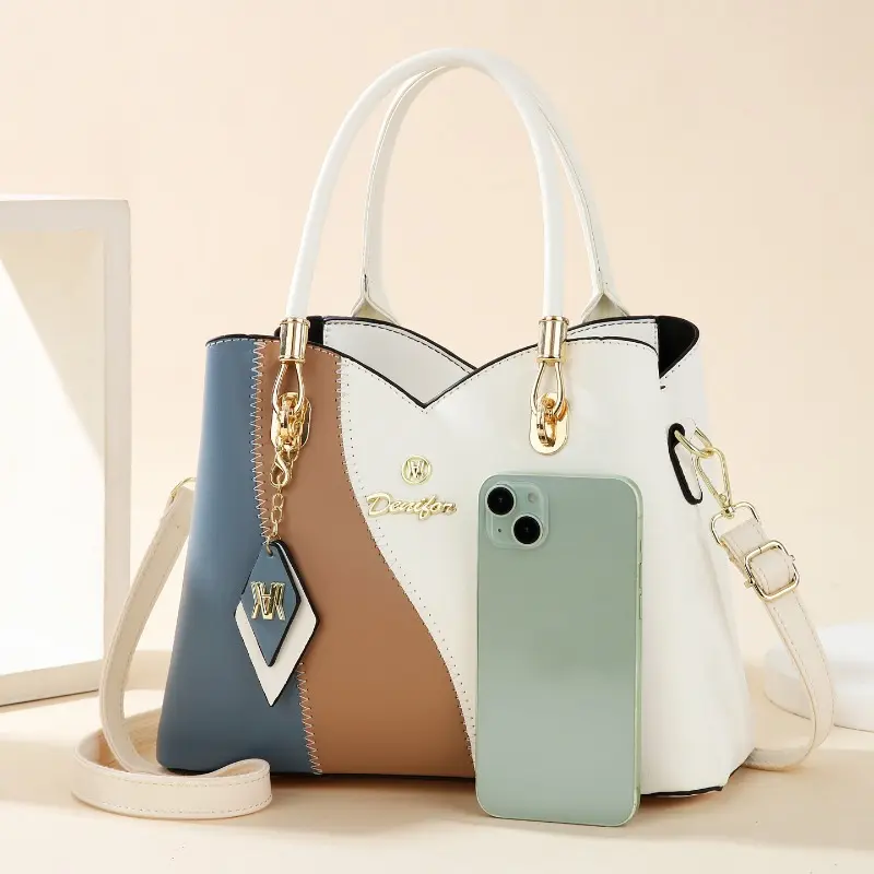Fashion Contrasting Handbag Large Capacity Temperament Elegant Mother Crossbody Bag Middle-aged Womens Shoulder Bag