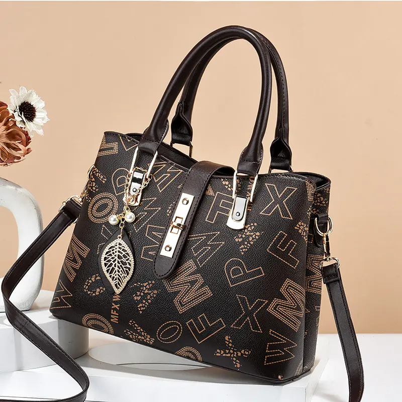 Fashion Retro Letter Print Shoulder Bag High Quality Zipper Crossbody Bag Waterproof Handbag Detachable Strap Women Bucket Bags