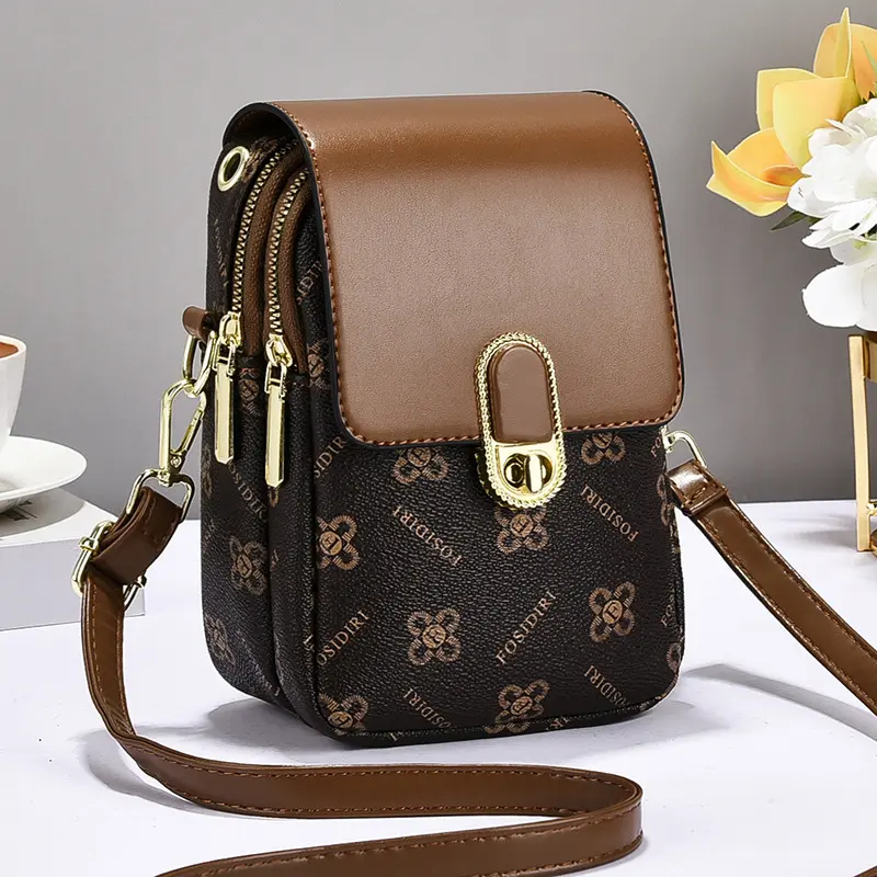 2025 New Fashiona Elegant Printed Women's Shoulder Bag Handbag Crossbody Mobile Phone Bag PU Leather Women's Mobile Phone Bag