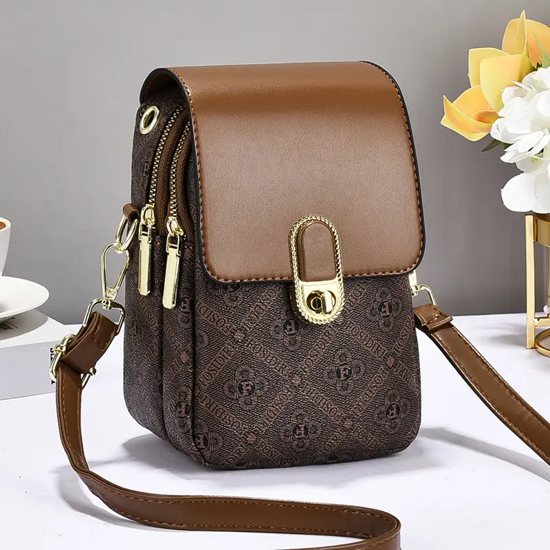 2025 New Fashiona Elegant Printed Women's Shoulder Bag Handbag Crossbody Mobile Phone Bag PU Leather Women's Mobile Phone Bag