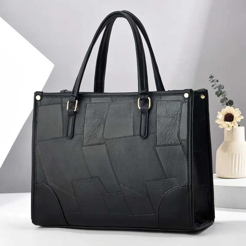 Fashionable Women's Crossbody Bag Large Capacity Shopping Handbag Shoulder Bag PU Leather Vintage Style Zipper Closure Handbag