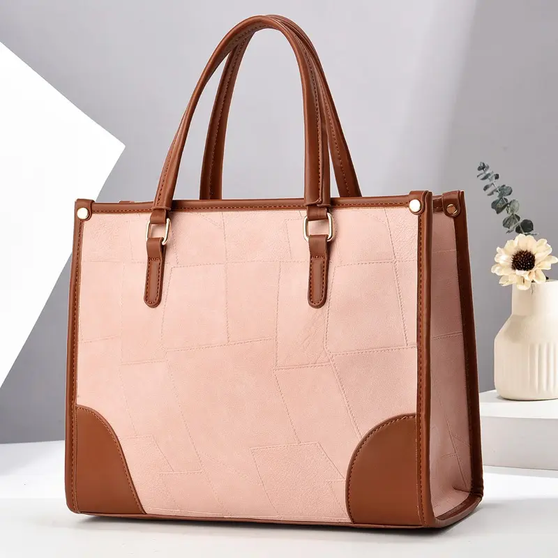Fashionable Women's Crossbody Bag Large Capacity Shopping Handbag Shoulder Bag PU Leather Vintage Style Zipper Closure Handbag