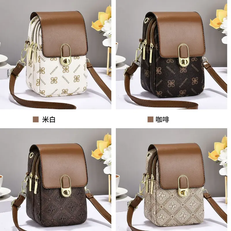 2025 New Fashiona Elegant Printed Women's Shoulder Bag Handbag Crossbody Mobile Phone Bag PU Leather Women's Mobile Phone Bag