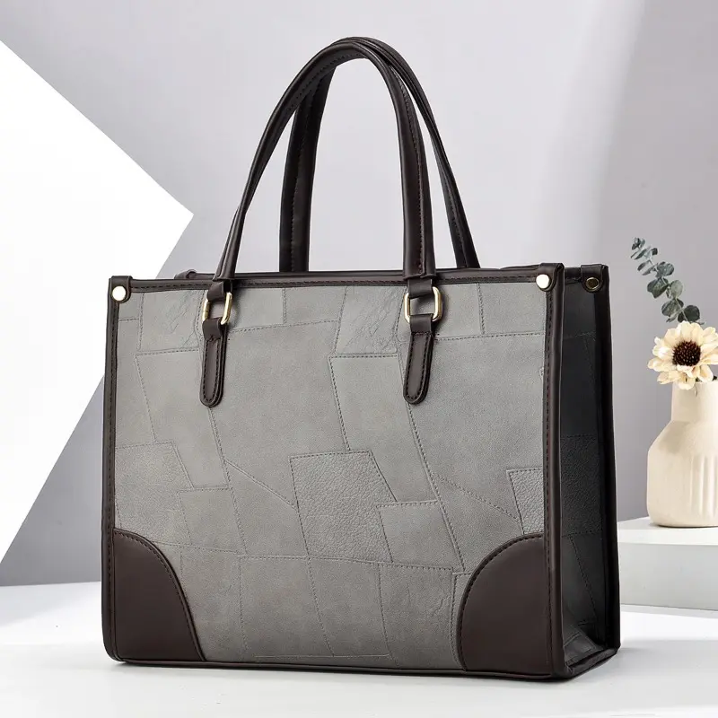 Fashionable Women's Crossbody Bag Large Capacity Shopping Handbag Shoulder Bag PU Leather Vintage Style Zipper Closure Handbag