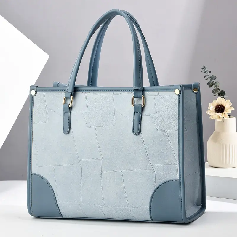 Fashionable Women's Crossbody Bag Large Capacity Shopping Handbag Shoulder Bag PU Leather Vintage Style Zipper Closure Handbag