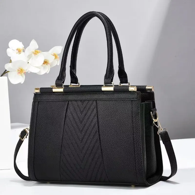 Ladies Commuter Tote Bag Large Capacity Single Shoulder Handbag Simple Versatile New Arrival Soft Square Shape PU Leather Bags
