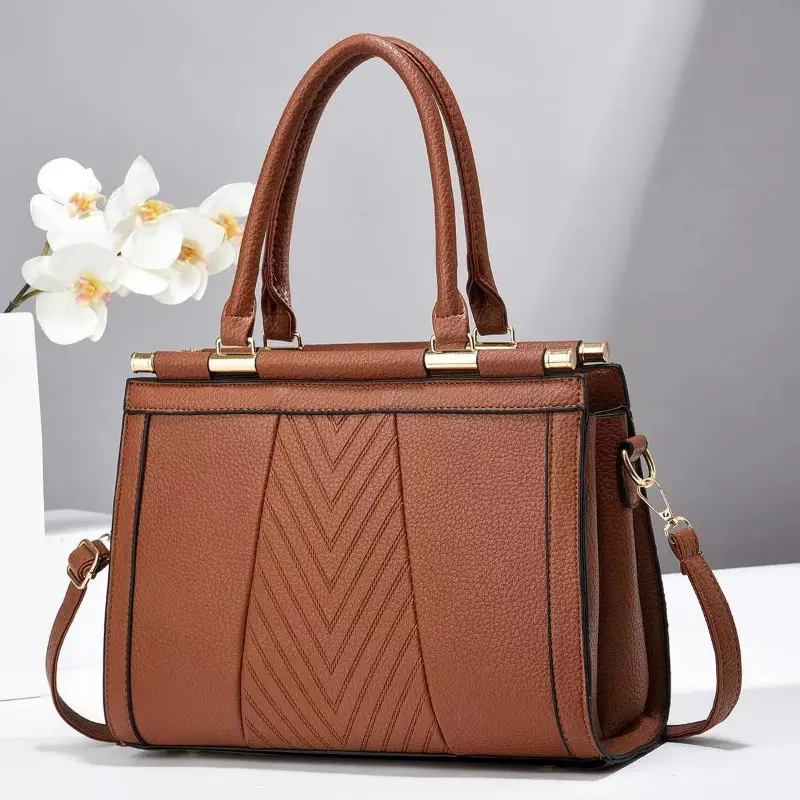 Ladies Commuter Tote Bag Large Capacity Single Shoulder Handbag Simple Versatile New Arrival Soft Square Shape PU Leather Bags