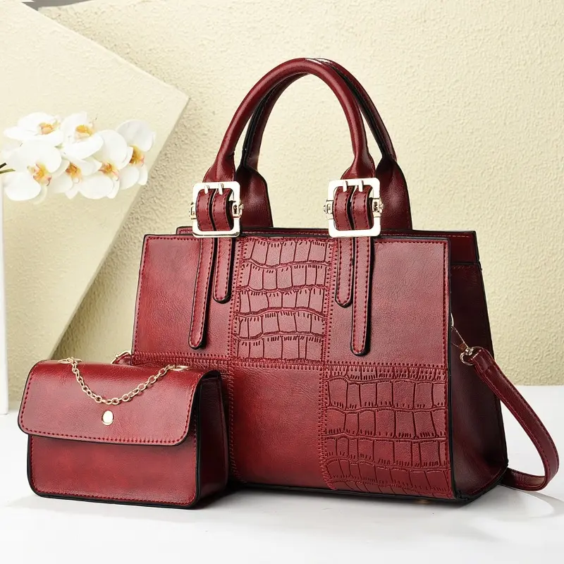 2pcs/set Bags for Women Crossbody Shoulder Bags Large Capacity Female Top-handle Bags Tote Clutch Handbag Purse with Chic Wallet
