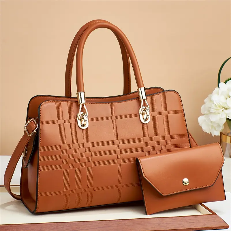 Hot Sale of The Season New Fashion Plaid Patterned Handbag 2Piece Set Stylish Large Capacity Single Shoulder Crossbody Bags