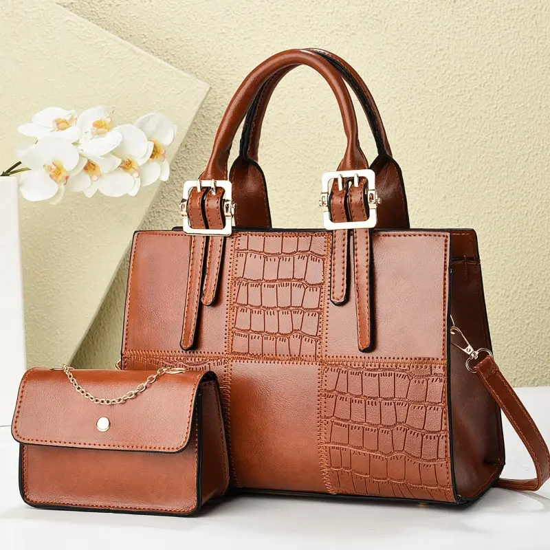 2pcs/set Bags for Women Crossbody Shoulder Bags Large Capacity Female Top-handle Bags Tote Clutch Handbag Purse with Chic Wallet