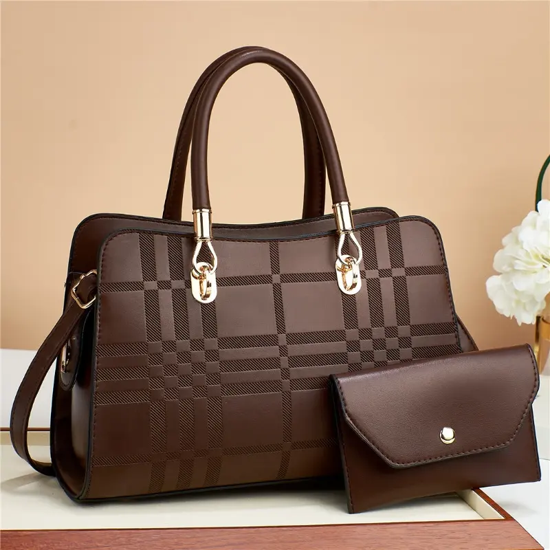 Hot Sale of The Season New Fashion Plaid Patterned Handbag 2Piece Set Stylish Large Capacity Single Shoulder Crossbody Bags