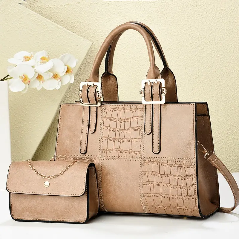 2pcs/set Bags for Women Crossbody Shoulder Bags Large Capacity Female Top-handle Bags Tote Clutch Handbag Purse with Chic Wallet