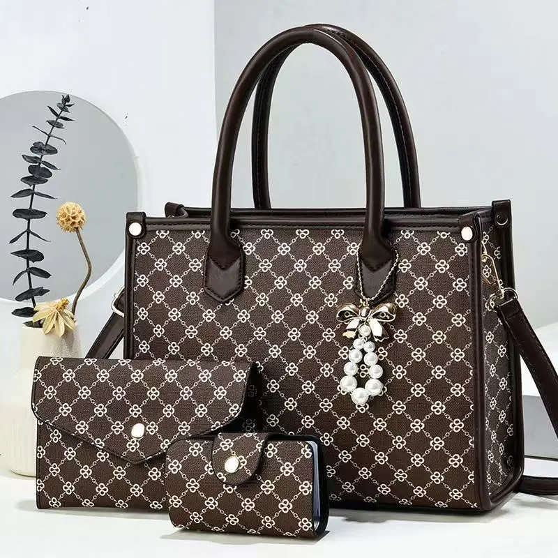 High-End  3 Pieces Set Women Bags Large Capacity Women's Handbag Stylish Shoulder Bag for Trendy PU Leather Commuting Tote Bag