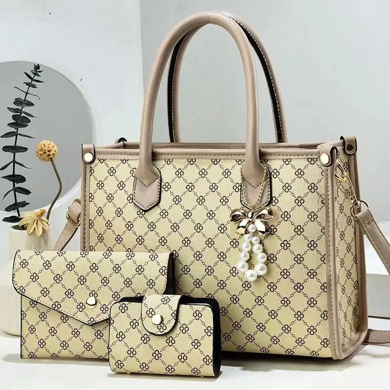 High-End  3 Pieces Set Women Bags Large Capacity Women's Handbag Stylish Shoulder Bag for Trendy PU Leather Commuting Tote Bag