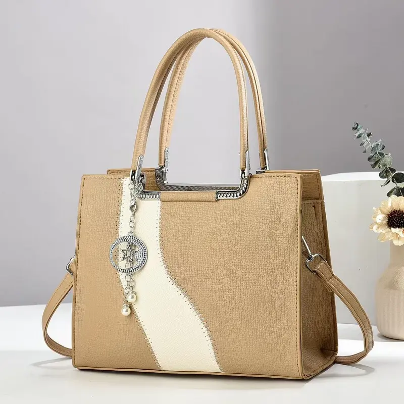Patchwork Trend Women's Handbags PU Leather High-End Messenger Bag Shopping Commuting Large Capacity Lady Casual Trendy Tote Bag