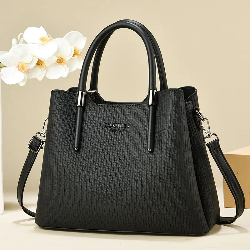Fashionable Large Capacity Women's Handbag Simple Shoulder Crossbody Bag High Aesthetic Value Stripe Pressing New Women's Bag
