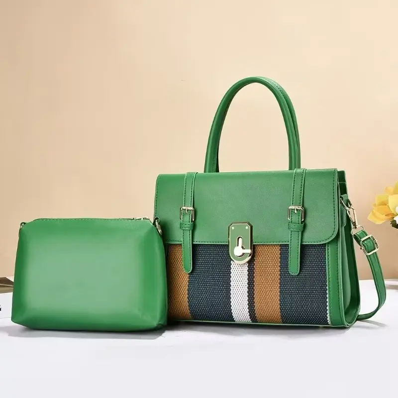 High Quality Pu Leather Women Top-handle Shoulder Bags Retro Casual Totes Bags Latest Trendy Lock Designer Purse and Handbag