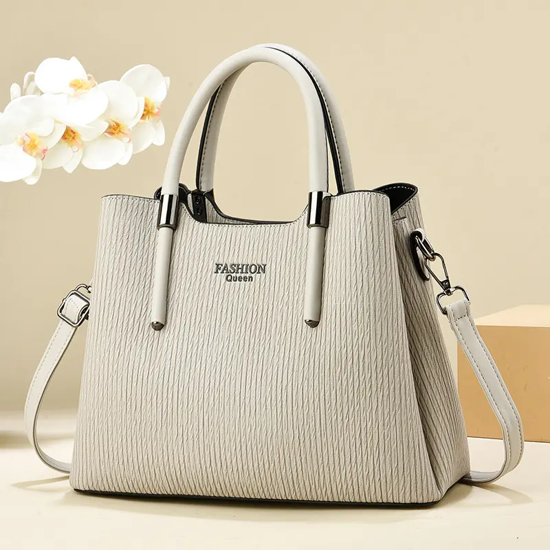 Fashionable Large Capacity Women's Handbag Simple Shoulder Crossbody Bag High Aesthetic Value Stripe Pressing New Women's Bag