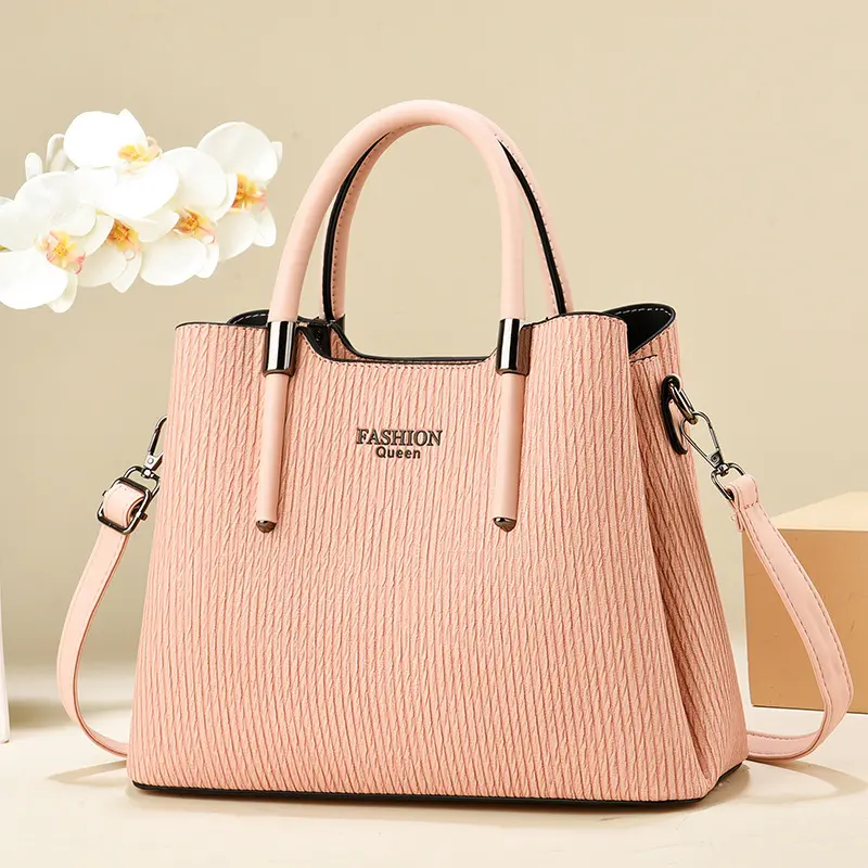 Fashionable Large Capacity Women's Handbag Simple Shoulder Crossbody Bag High Aesthetic Value Stripe Pressing New Women's Bag