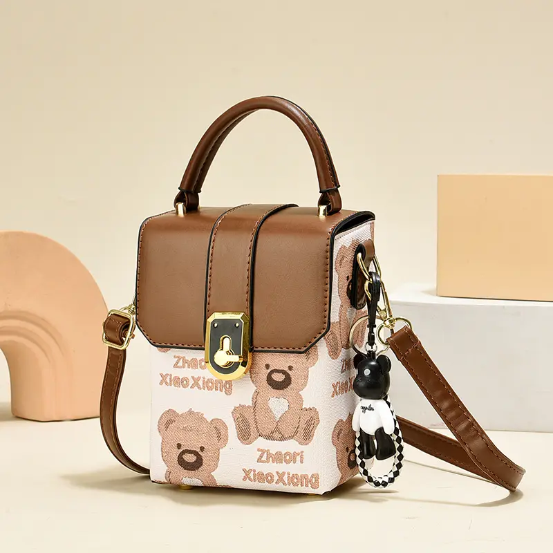 2025 New Luxury Designer PU Leather Lock Handbag Print Women's Retro Crossbody Bag Small Flap Tote Shoulder Mobile Phone Bags