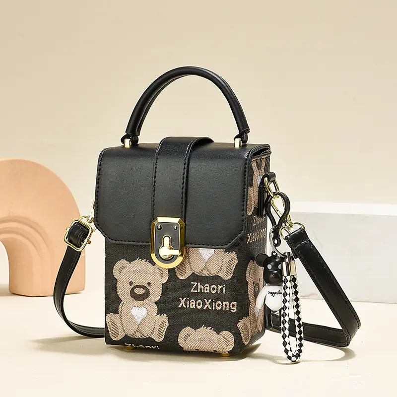 2025 New Luxury Designer PU Leather Lock Handbag Print Women's Retro Crossbody Bag Small Flap Tote Shoulder Mobile Phone Bags