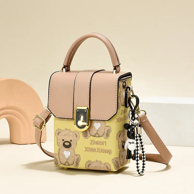 2025 New Luxury Designer PU Leather Lock Handbag Print Women's Retro Crossbody Bag Small Flap Tote Shoulder Mobile Phone Bags