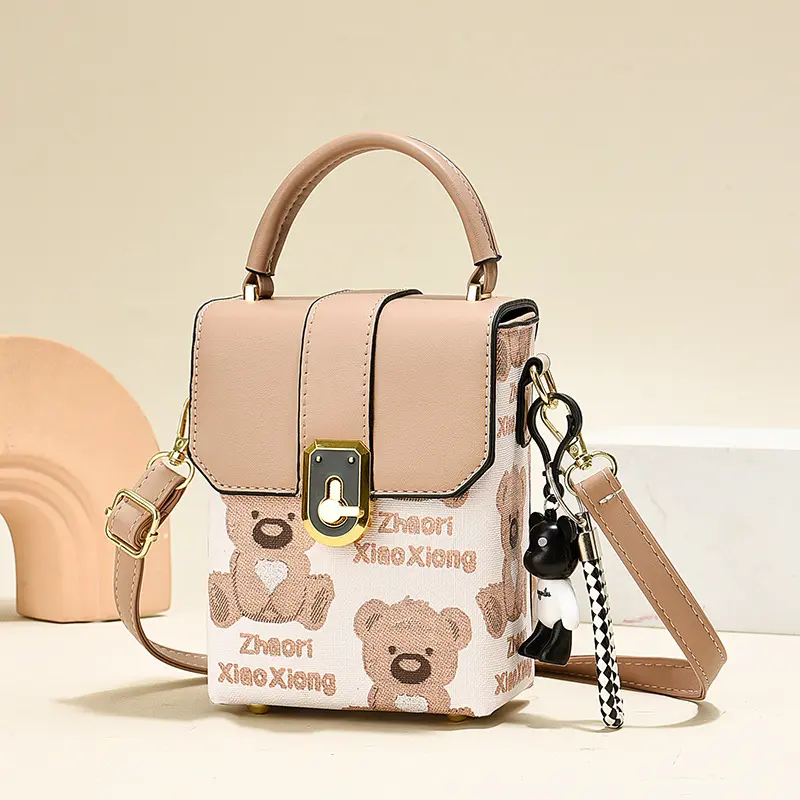 2025 New Luxury Designer PU Leather Lock Handbag Print Women's Retro Crossbody Bag Small Flap Tote Shoulder Mobile Phone Bags