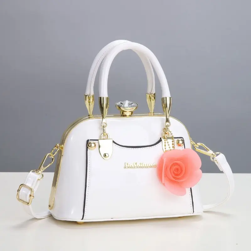 205 New Patent Leather Metal Rhinestone Buckle Handbag High Quality Banquet Dress Daily One-shoulder Cross-body Women's Bag
